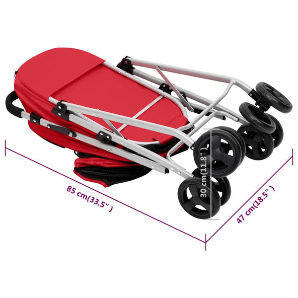 vidaXL Dog Pram for 2 Dogs Foldable Red 83x48x97 cm Oxford Fabric