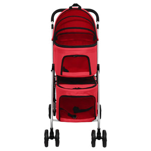vidaXL Dog Pram for 2 Dogs Foldable Red 83x48x97 cm Oxford Fabric