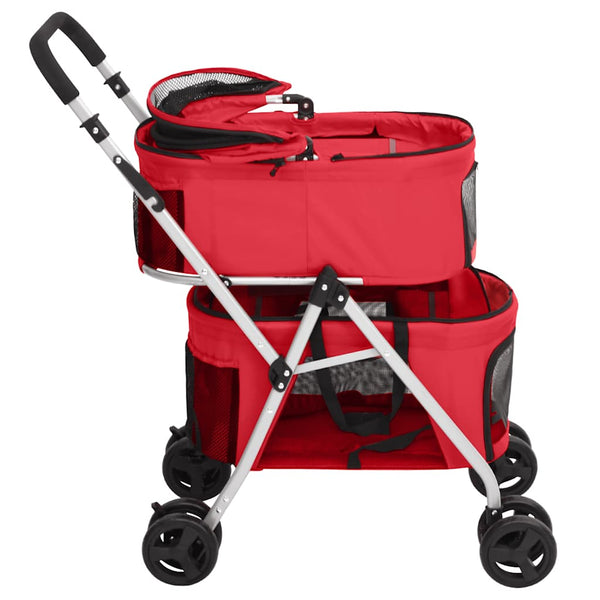 vidaXL Dog Pram for 2 Dogs Foldable Red 83x48x97 cm Oxford Fabric