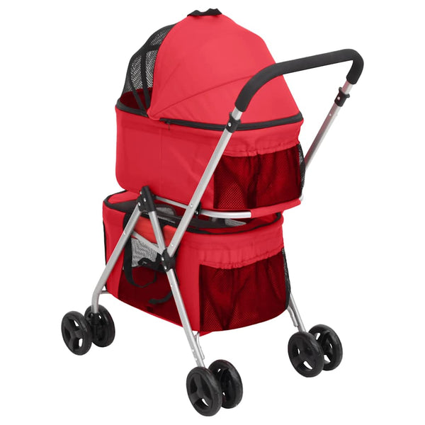 vidaXL Dog Pram for 2 Dogs Foldable Red 83x48x97 cm Oxford Fabric