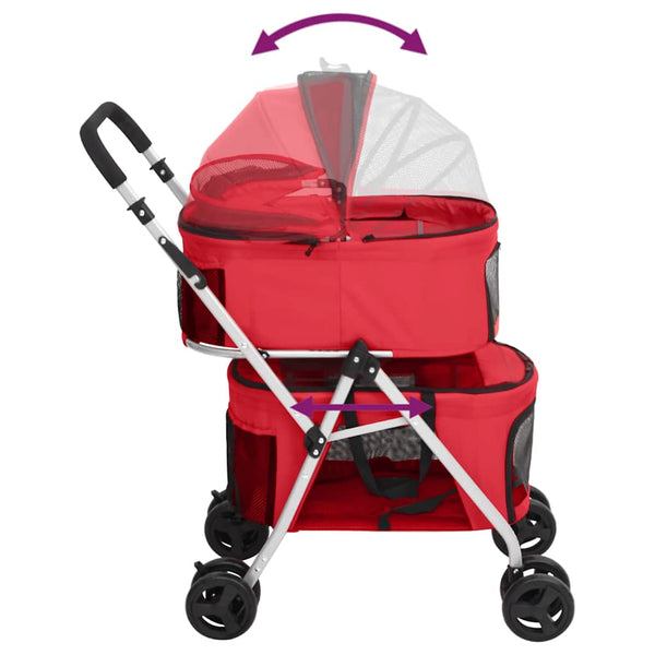 vidaXL Dog Pram for 2 Dogs Foldable Red 83x48x97 cm Oxford Fabric