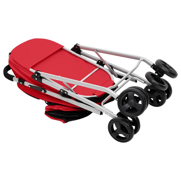 vidaXL Dog Pram for 2 Dogs Foldable Red 83x48x97 cm Oxford Fabric