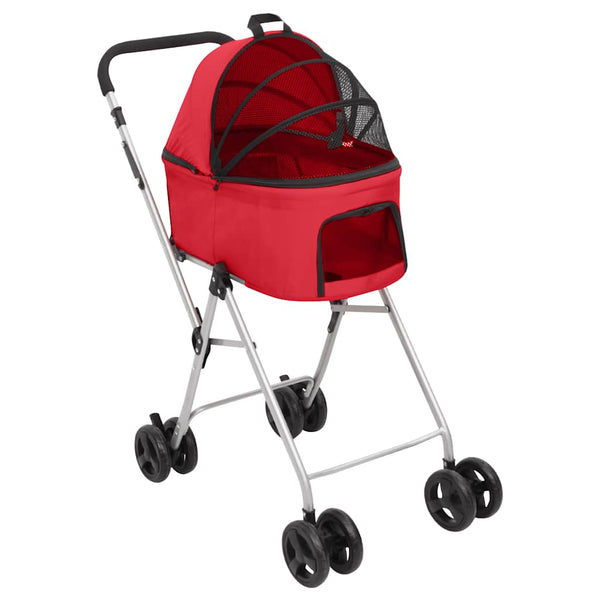vidaXL Dog Pram for 2 Dogs Foldable Red 83x48x97 cm Oxford Fabric