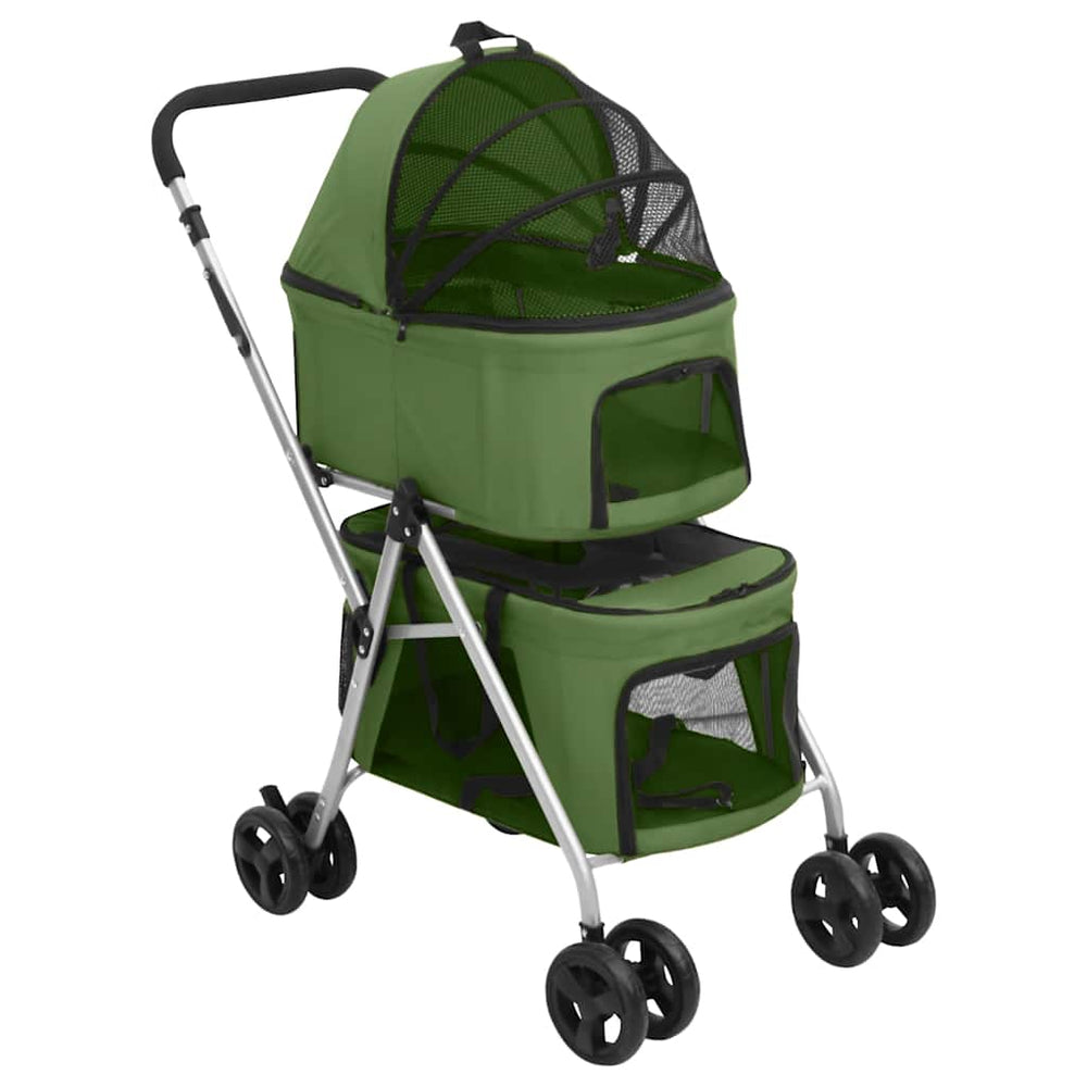 vidaXL Dog Stroller for 2 Dogs Foldable Green 83x48x97 cm Oxford Fabric