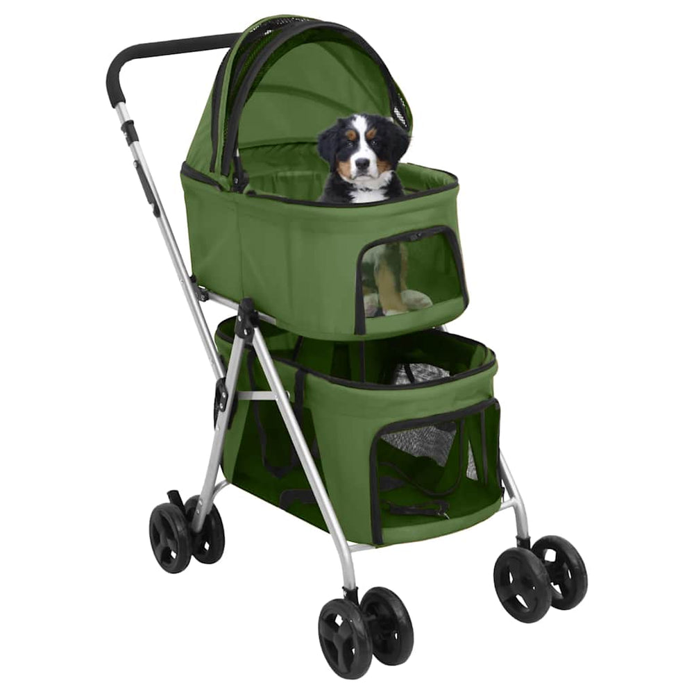 vidaXL Dog Stroller for 2 Dogs Foldable Green 83x48x97 cm Oxford Fabric