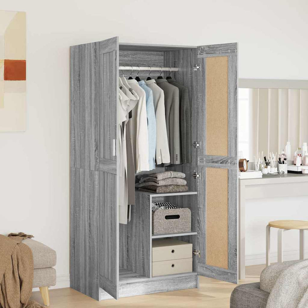 vidaXL Wardrobe Sonoma Grey 82.5x51.5x180 cm Engineered Wood