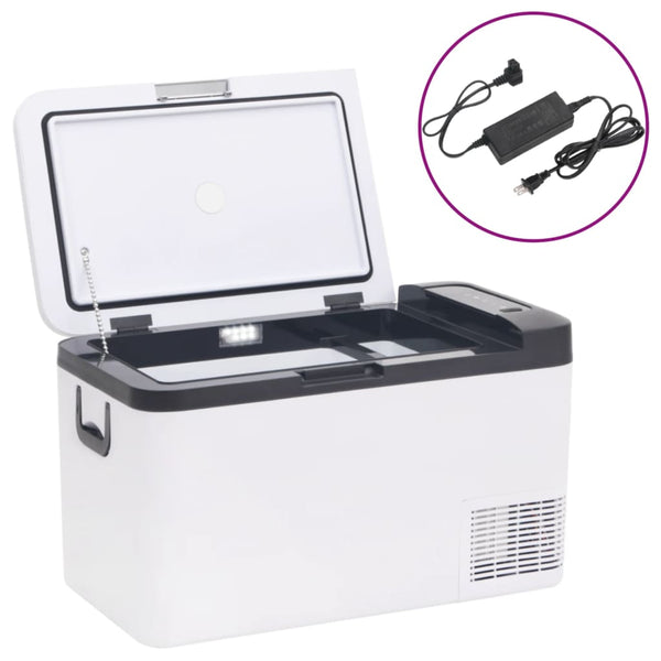 vidaXL Cooler with Handle and Adapter Black and White 25 L PP & PE
