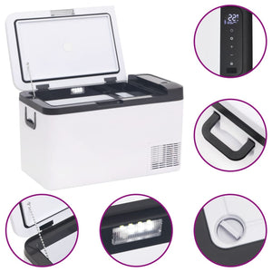 vidaXL Cooler with Handle and Adapter Black and White 25 L PP & PE
