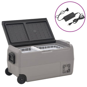 vidaXL Cooler with Wheels and Adapter Black & Grey 50 L PP & PE
