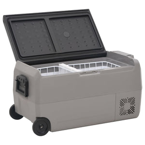 vidaXL Cooler with Wheels and Adapter Black & Grey 50 L PP & PE