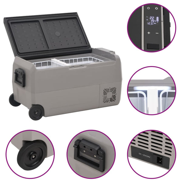 vidaXL Cooler with Wheels and Adapter Black & Grey 50 L PP & PE