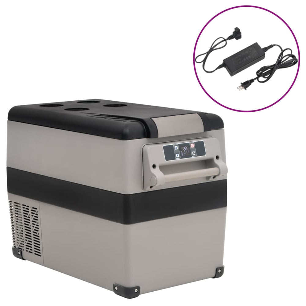 vidaXL Cooler with Handle and Adapter Black and Grey 35 L PP & PE