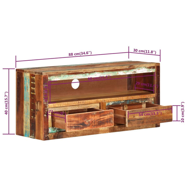 vidaXL TV Cabinets 2 pcs 88x30x40 cm Solid Reclaimed Wood