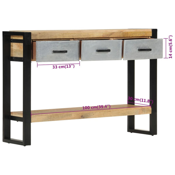 vidaXL Console Table 110x30x76 cm Rough Solid Mango Wood