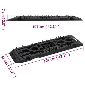 vidaXL Traction Mats 2 pcs Black 107x31x7 cm Nylon
