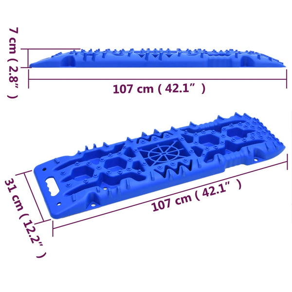 vidaXL Traction Mats 2 pcs. Blue 107x31x7 cm Nylon