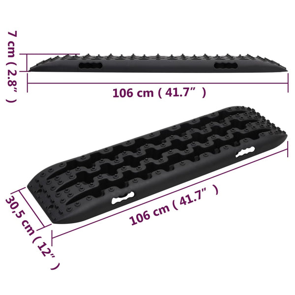vidaXL Traction Mats 2 pcs. Black 106x30.5x7 cm Nylon
