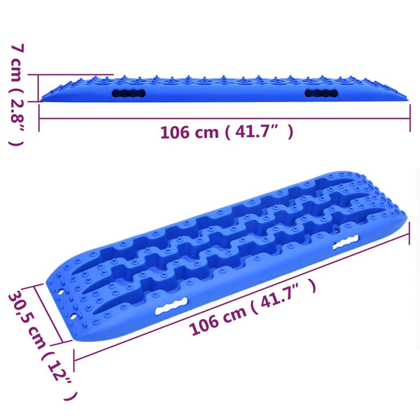 vidaXL Traction Mats 2 pcs Blue 106x30.5x7 cm Nylon