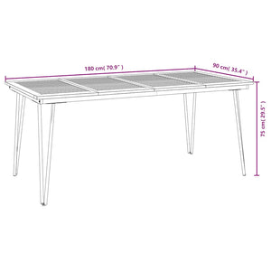 vidaXL Garden Table Hairpin Legs 180x90x75 cm Solid Acacia Wood
