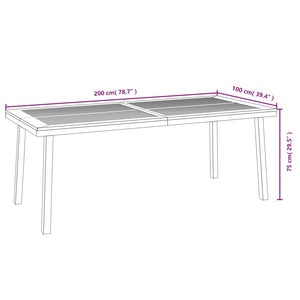 vidaXL Garden Table 200x100x75 cm Solid Acacia Wood