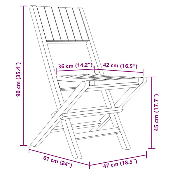 vidaXL Garden Chairs 6 pcs. Foldable 47x61x90 cm Solid Teak Wood