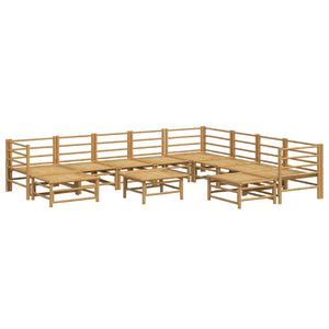 vidaXL 11-Piece Garden Lounge Set with Light Grey Cushions Bamboo