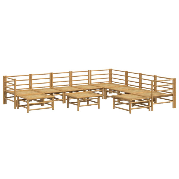 vidaXL 11-Piece Garden Lounge Set with Light Grey Cushions Bamboo