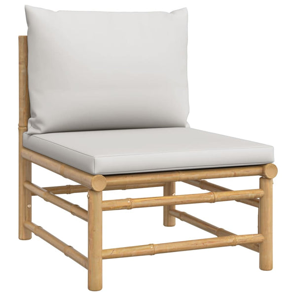 vidaXL 11-Piece Garden Lounge Set with Light Grey Cushions Bamboo