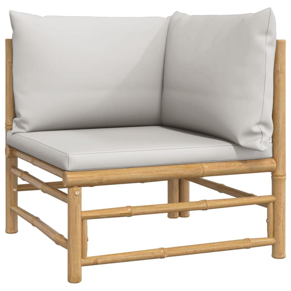 vidaXL 3-Piece Garden Lounge Set with Light Grey Cushions Bamboo