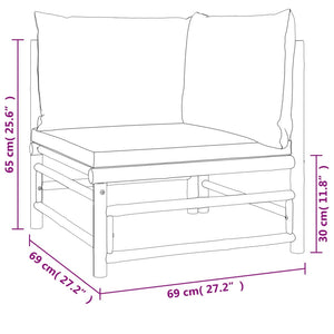 vidaXL 3-Piece Garden Lounge Set with Light Grey Cushions Bamboo