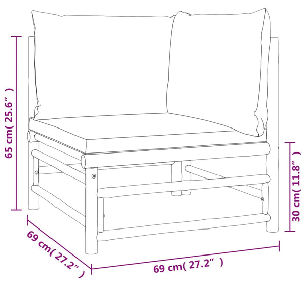 vidaXL 3-Piece Garden Lounge Set with Light Grey Cushions Bamboo