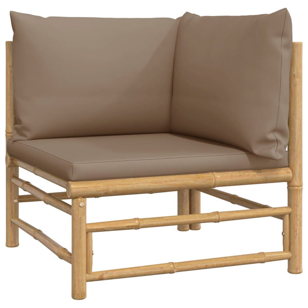 vidaXL 10-piece Garden Lounge Set with Cushions Taupe Bamboo