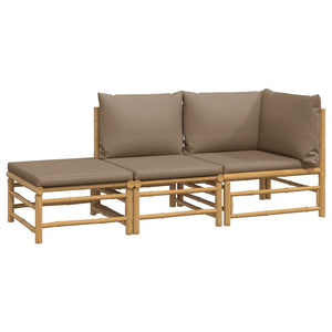 vidaXL 3-Piece Garden Lounge Set with Taupe Cushions Bamboo