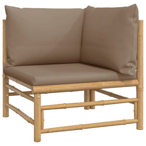 vidaXL 3-Piece Garden Lounge Set with Taupe Cushions Bamboo