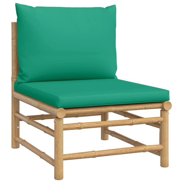 vidaXL 3-Piece Garden Lounge Set with Green Cushions Bamboo