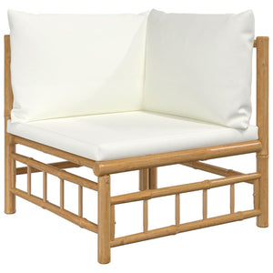 vidaXL 12-piece Garden Lounge Set with Cream White Cushions Bamboo