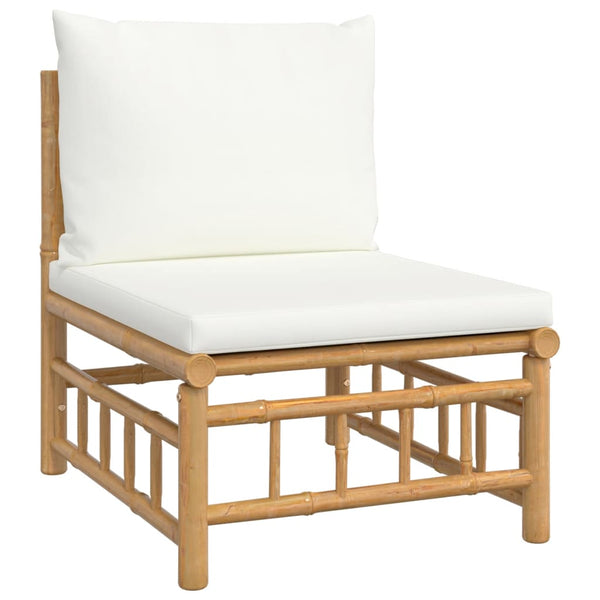 vidaXL 9-piece Garden Lounge Set with Cream White Cushions Bamboo