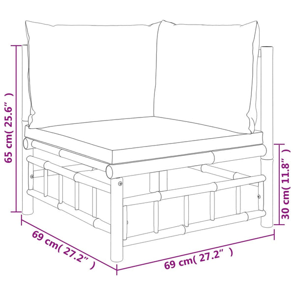 vidaXL 9-piece Garden Lounge Set with Cream White Cushions Bamboo