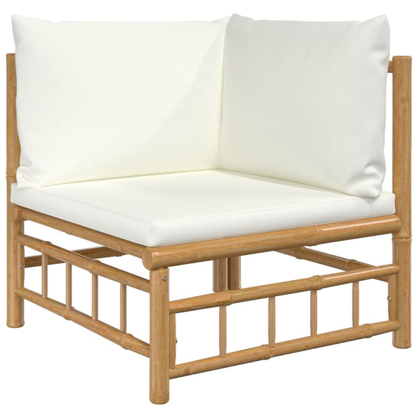 vidaXL 7-piece Garden Lounge Set with Cream White Cushions Bamboo