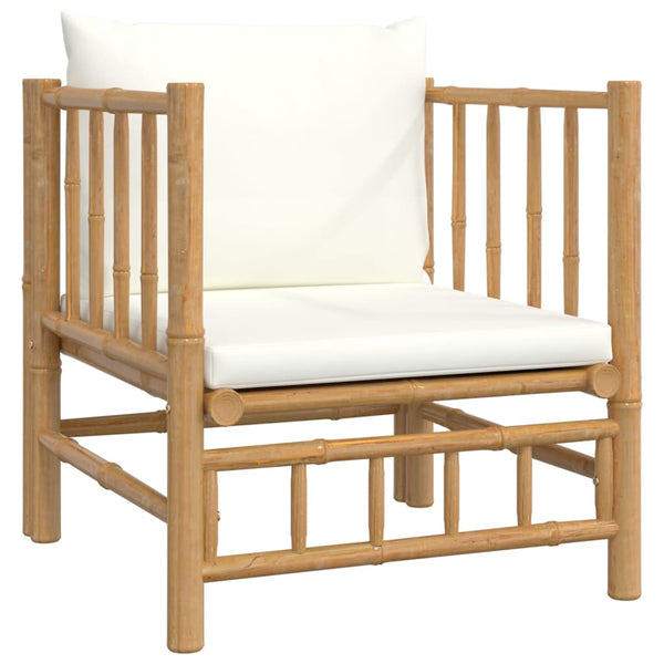 vidaXL 7-piece Garden Lounge Set with Cream White Cushions Bamboo