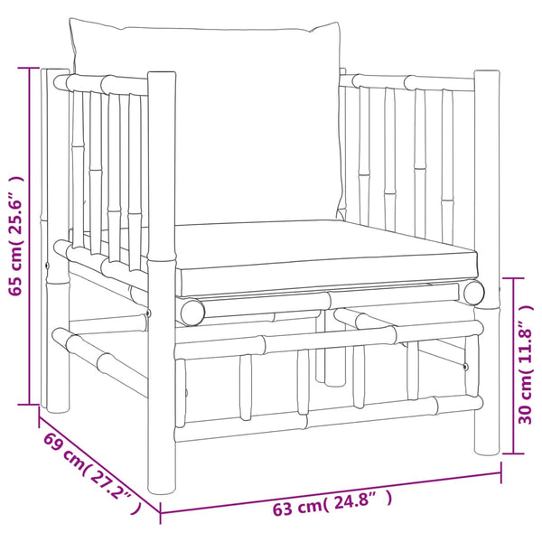 vidaXL 7-piece Garden Lounge Set with Cream White Cushions Bamboo