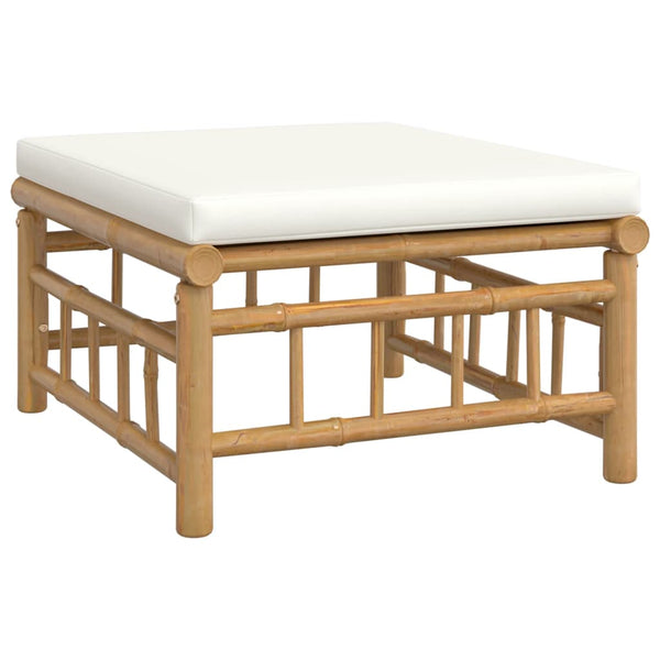 vidaXL 8-piece Garden Lounge Set with Cream White Cushions Bamboo