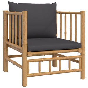 vidaXL 12-Piece Garden Lounge Set with Dark Grey Cushions Bamboo