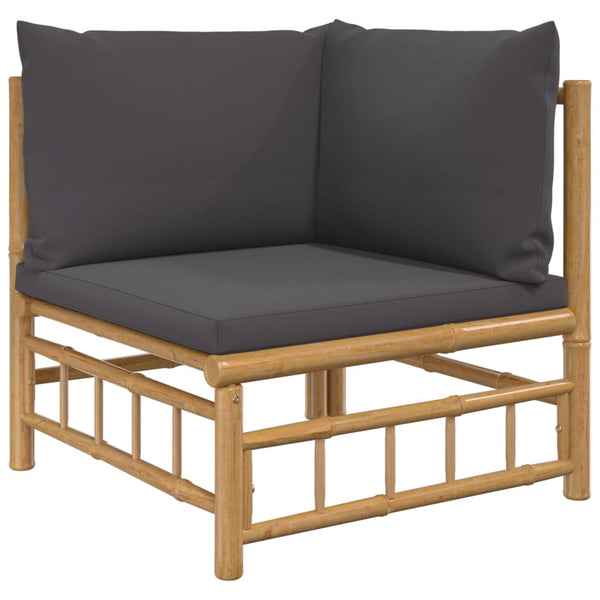 vidaXL 9-piece Garden Lounge Set with Dark Grey Cushions Bamboo