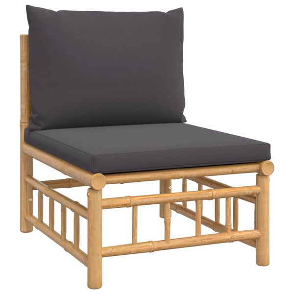 vidaXL 9-piece Garden Lounge Set with Dark Grey Cushions Bamboo