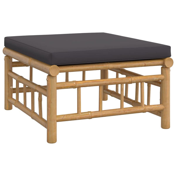 vidaXL 9-piece Garden Lounge Set with Dark Grey Cushions Bamboo