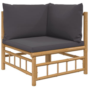 vidaXL 8-piece Garden Lounge Set with Dark Grey Cushions Bamboo