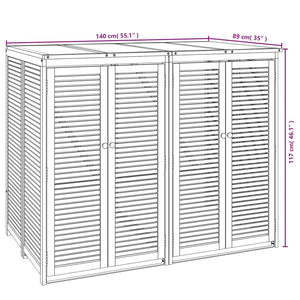 vidaXL Dustbin Shed for 2 Bins 140x89x117 cm Solid Acacia Wood