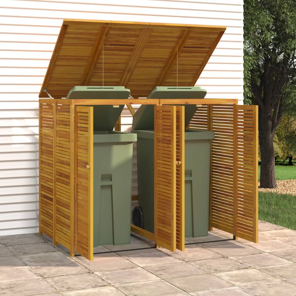 vidaXL Dustbin Shed for 2 Bins 140x89x117 cm Solid Acacia Wood