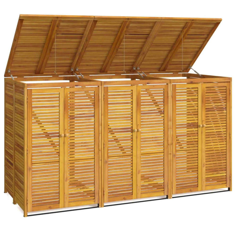vidaXL Rubbish Bin Shed for 3 Bins 210x89x117 cm Solid Acacia Wood